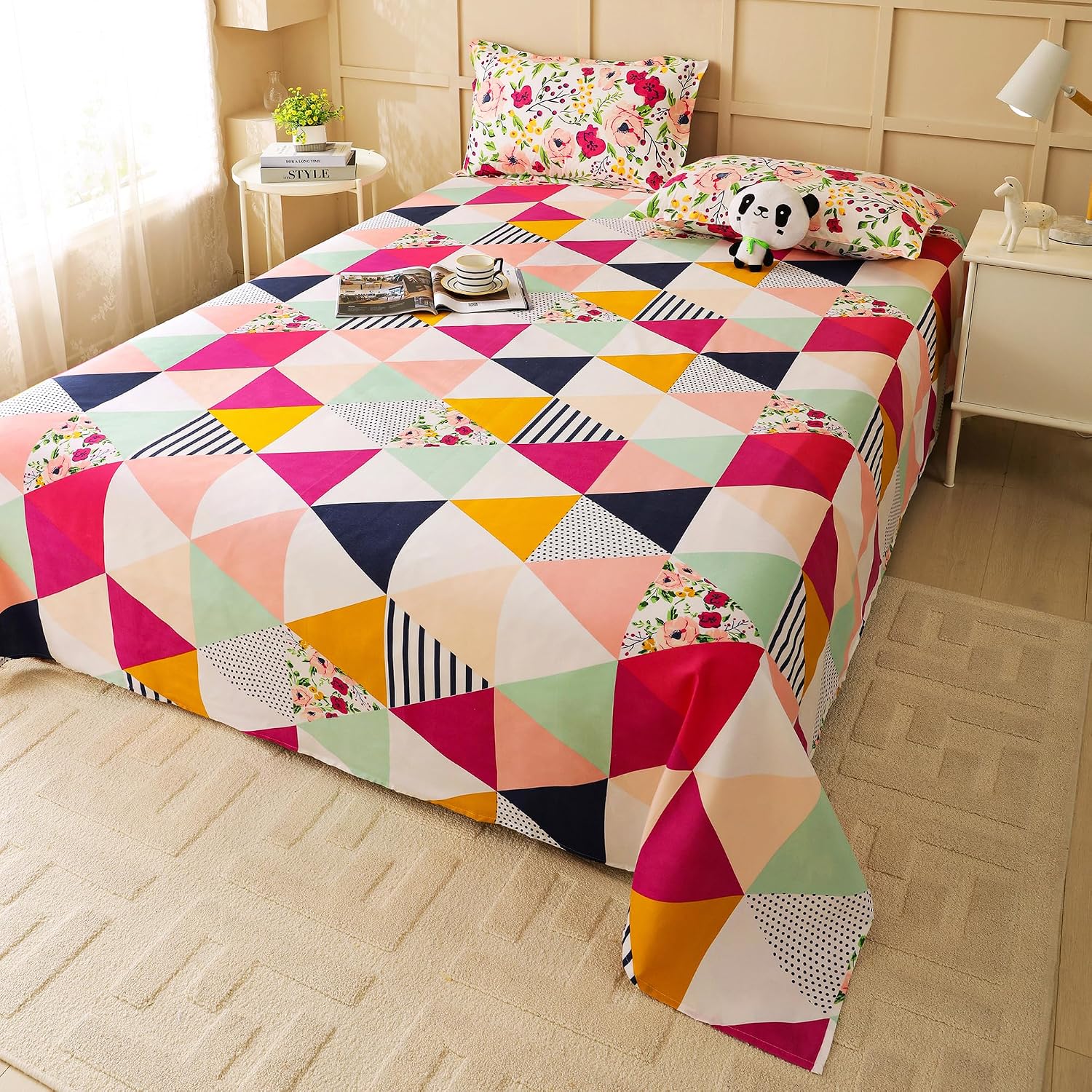 Microfiber Bedsheet Double Bed With 2 Pillow Cover - 88 X 100 Inches, Multicolor | Soft & Light-Weight - Special Occasion | Bedsheet For Queen Size Bed