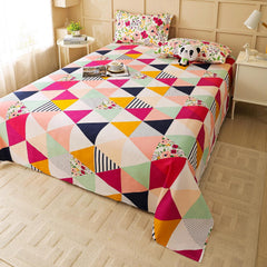 Microfiber Bedsheet Double Bed With 2 Pillow Cover - 88 X 100 Inches, Multicolor | Soft & Light-Weight - Special Occasion | Bedsheet For Queen Size Bed