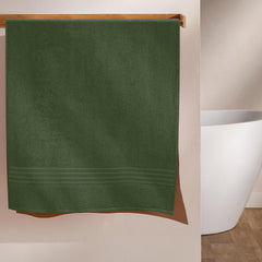 Boutiquo 100% Cotton Bath Towel 500 Gsm | Compact Quick Dry Lightweight Soft & Highly Absorbent Large Size Bath Towel - Olive Green