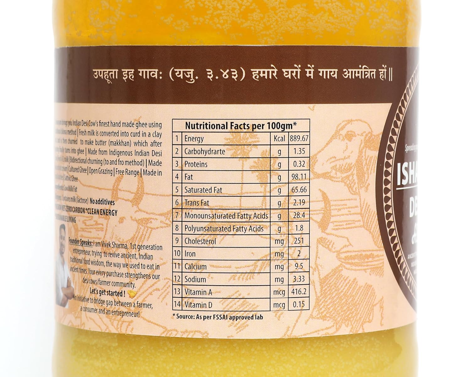 Natural A2 Gir Desi Cow'S Ghee By Isha Vasyam | Rich In Vitamin A & Healthy Nutrients Desi Ghee Perfect For Baby Body Massage | (1 Litre) 33.8 Ounce | Jar Pack