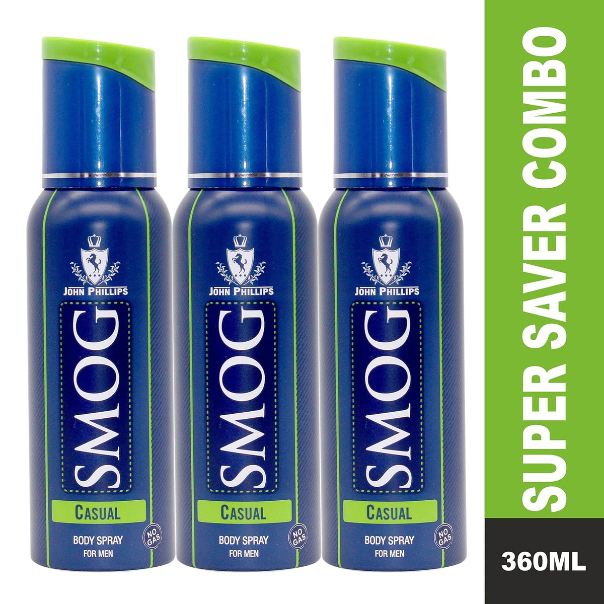 John Phillips Long Lasting No Gas Smog Casual Deodorant 120ml 4 Fl.oz. Each Pack Of 3 For Men