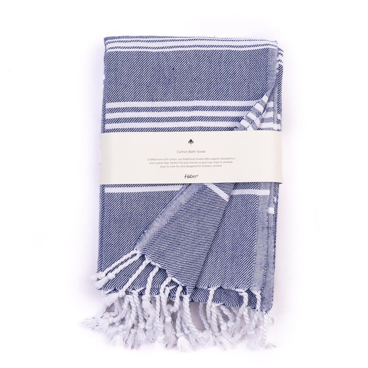 Haber Premium Basic Large Size 100% Cotton Towel 300 Gsm | Soft, Absorbent & Comfortable Quick Dry Bath Towels - Blue (1 Pcs)