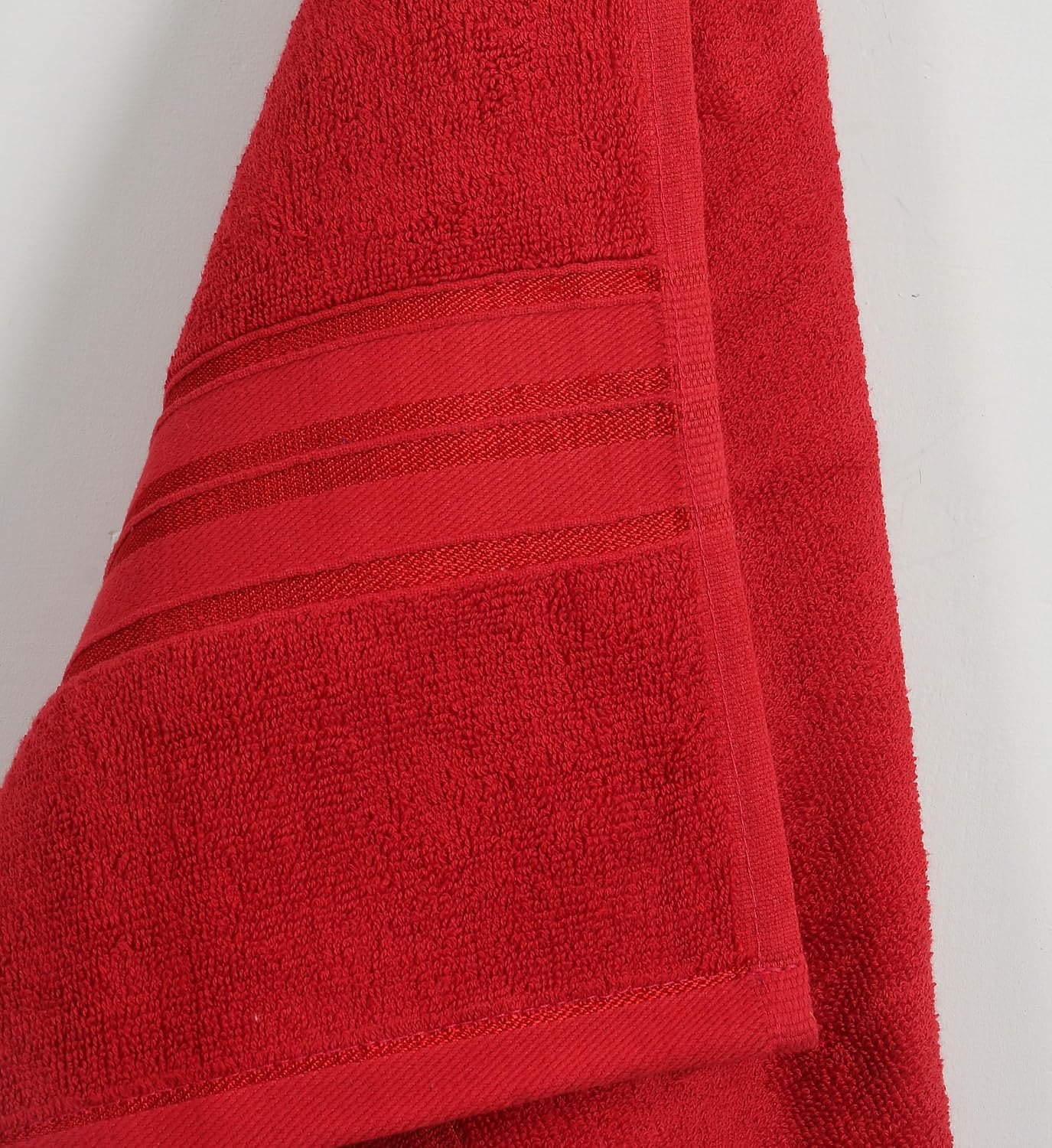 Cotton Bolls Textiles 100% Cotton Bath Towel 600 Gsm | Super Soft & Absorbent Quick-Dry Bath Towel Textured & Durable Cotton Towel (Classic Red)