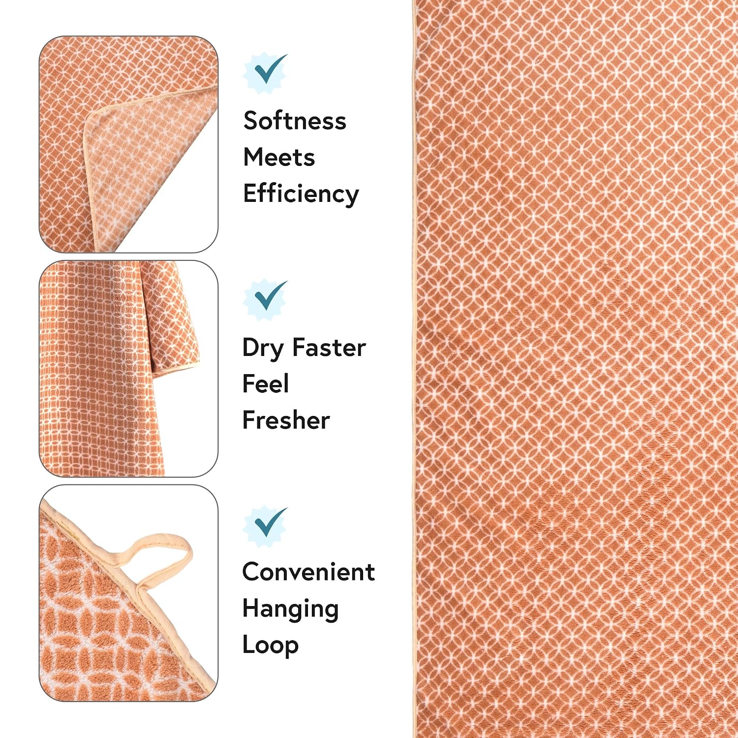 Kuber Industries Microfiber Bath Towel 1400 Gsm | Large Size Soft Quick Dry & Absorbent Shower Bath Towel (Circle- Golden)- Pack Of 4