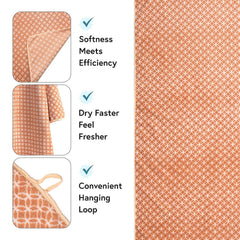 Kuber Industries Microfiber Bath Towel 1400 Gsm | Large Size Soft Quick Dry & Absorbent Shower Bath Towel (Circle- Golden)- Pack Of 4