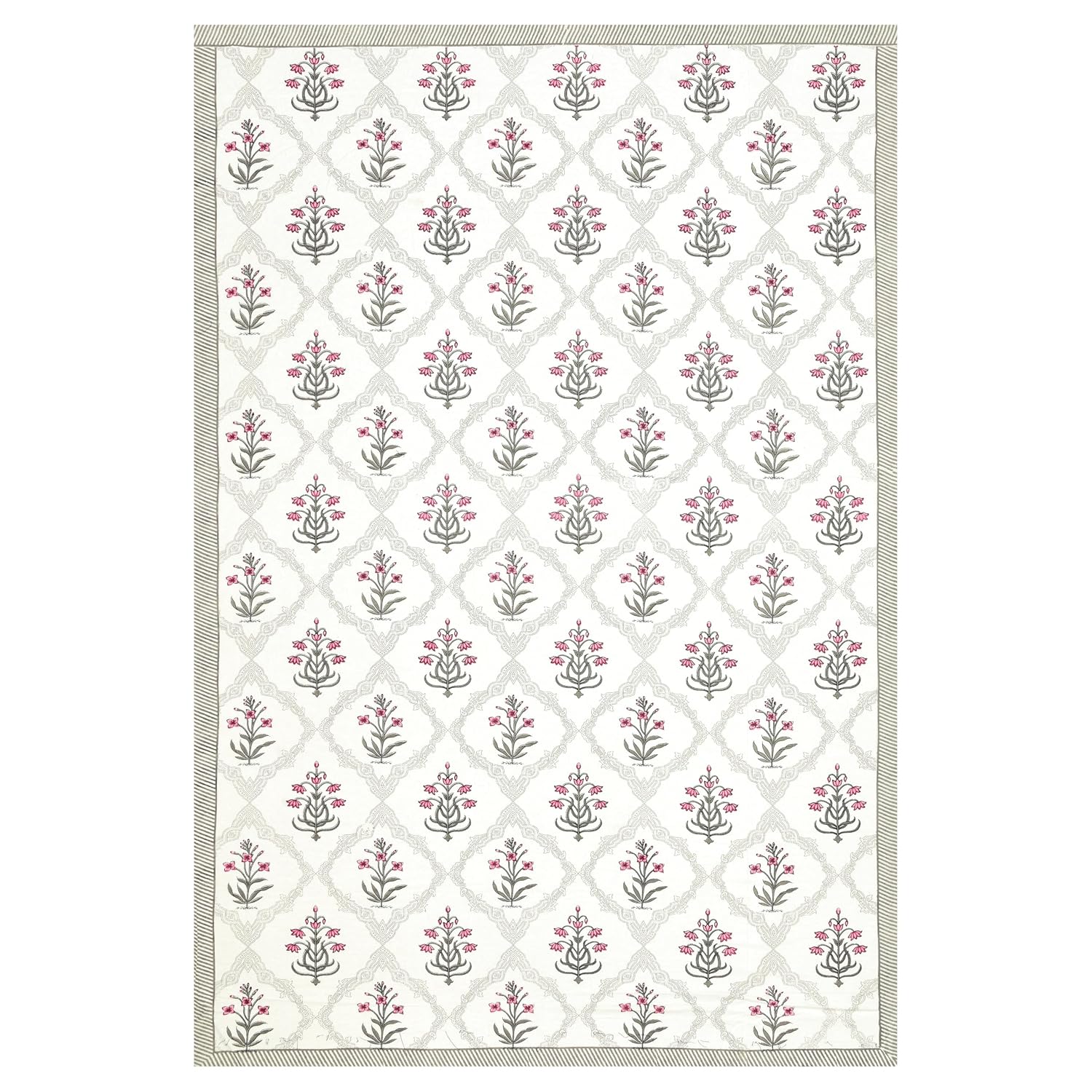 Cotton Single Bedsheet For Single Bed With 1 Pillow Cover - 60 X 90 Inches, White & Pink | 240 Thread Count - Breathable & Lightweight | Perfect For All-Season Use