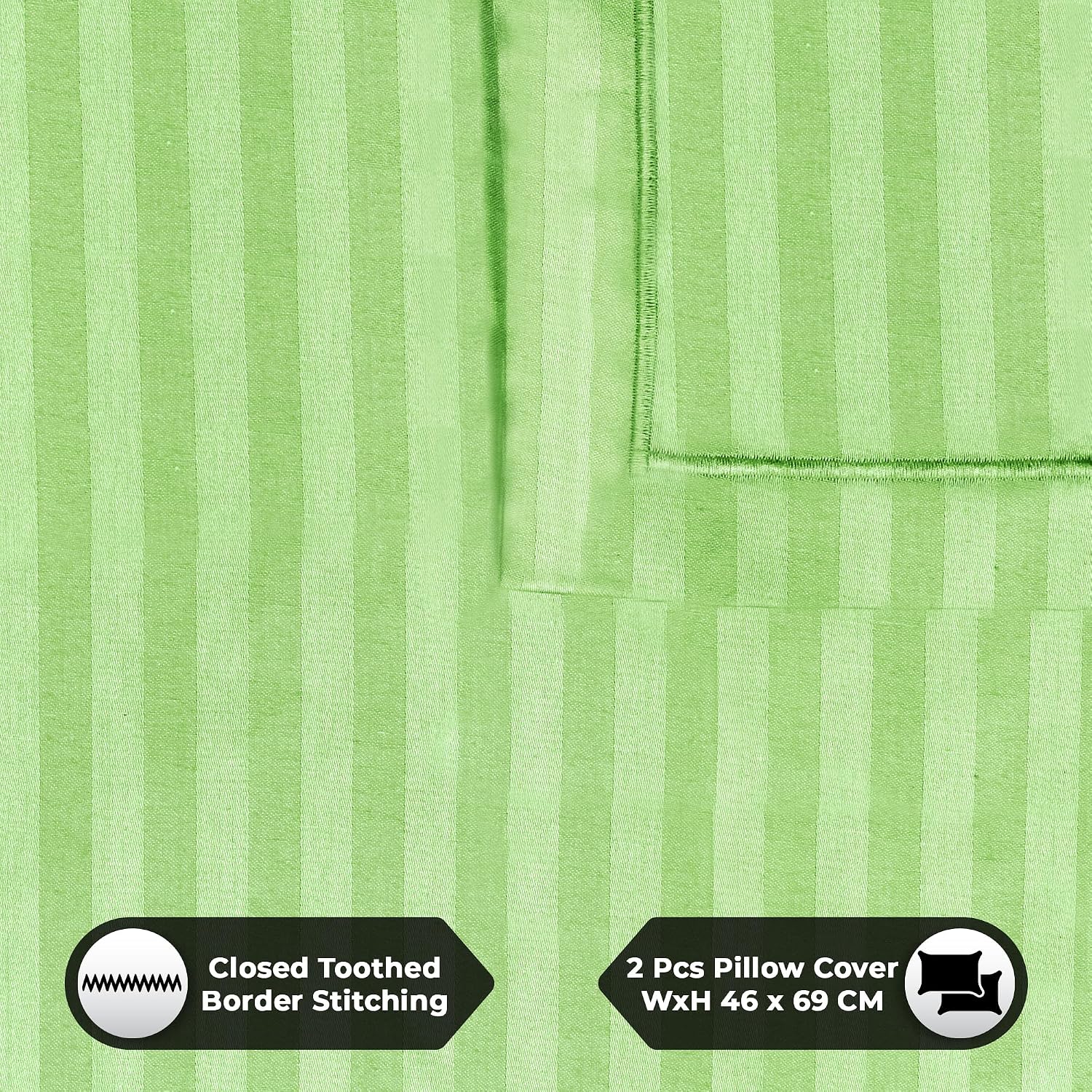 Stripes King Size Cotton Bedsheet With 2 Pillow Covers - 108 X 108 Inches, Light Green | Perfect For Home Decor, Guest House | Ideal For All Seasons