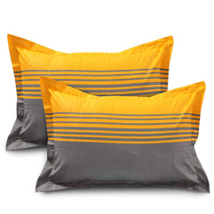 Single Bedsheet With 1 Pillow Cover - Yellow & Grey | Color Fade Resistant Bedsheet | Ideal For Hotel, Guest House | 55 X 88 Inches, Bedsheet