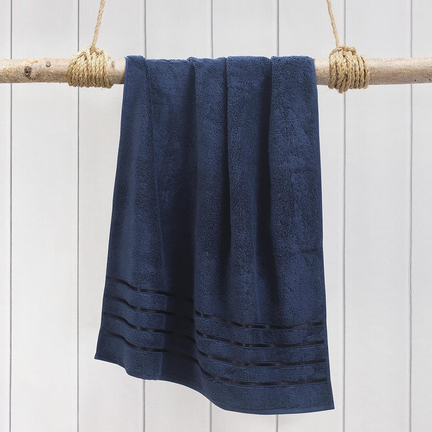Spread Spain 100% Cotton Hand Towel 600 Gsm | Soft, Fluffy, Super Absorbent & Quick Dry Towels For Pool, Spa & Gym (Navy Blue) -Set Of 2