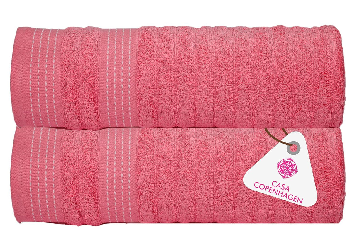 Casa Copenhagen Egyptian Cotton Exotic Hand Towel 400 Gsm (Flamingo Pink)- 2 Pcs