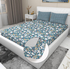 Elastic Fitted Bedsheets For King Size Bed With 2 Pillow Covers - 72 X 78 X 8 Inches, Grey | Ideal For Hotel, House, Guest House
