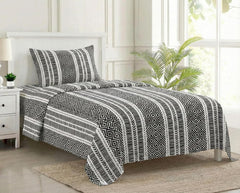 Cotton Printed Single Flat Bedsheet With 1 Pillow Cover - 60 X 100 Inches, White & Black | Breathable & Skin Friendly Bedsheet | Ideal For Year Round Use