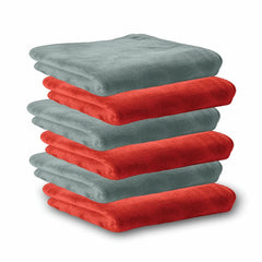 Housse Microfiber Hand Towel 1200 Gsm | Premium Quality Towels Ultra Absorbent & Anti-Bacterial For Gym (Desert Sand & Frost Grey) - Pack Of 6