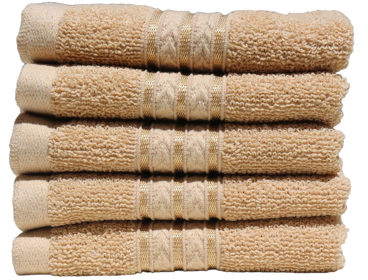 Solance Super Cotton Hand Towel 1000 Gsm | Ultra Soft & Super Absorbent Hand Towel (Beige) - Set Of 5