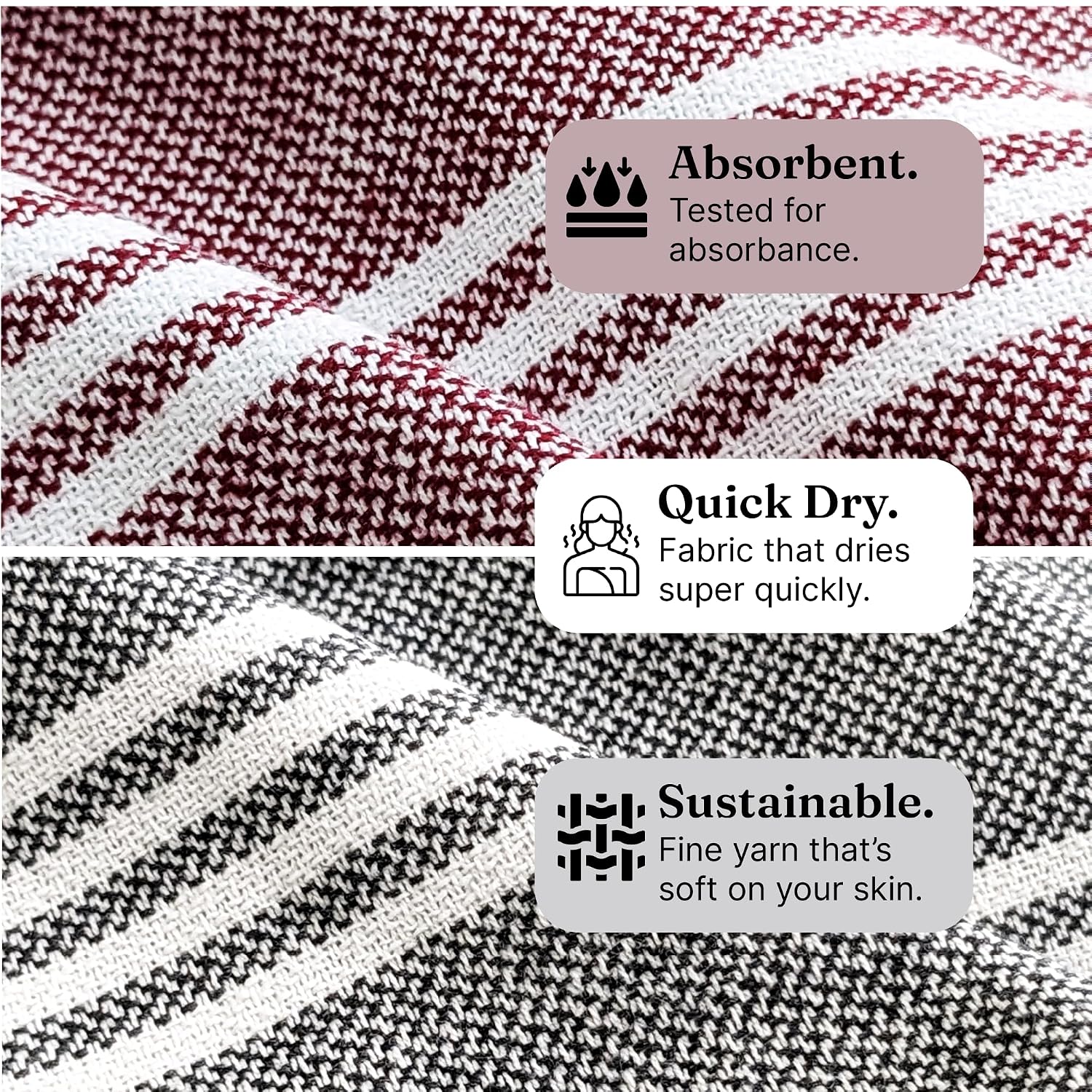 Indihaus Premium Cotton Hand Towel 310 Gsm | Soft, Absorbent, Multi-Purpose Towel Set | Earthy Crimson & Slate Grey (Set Of 4)