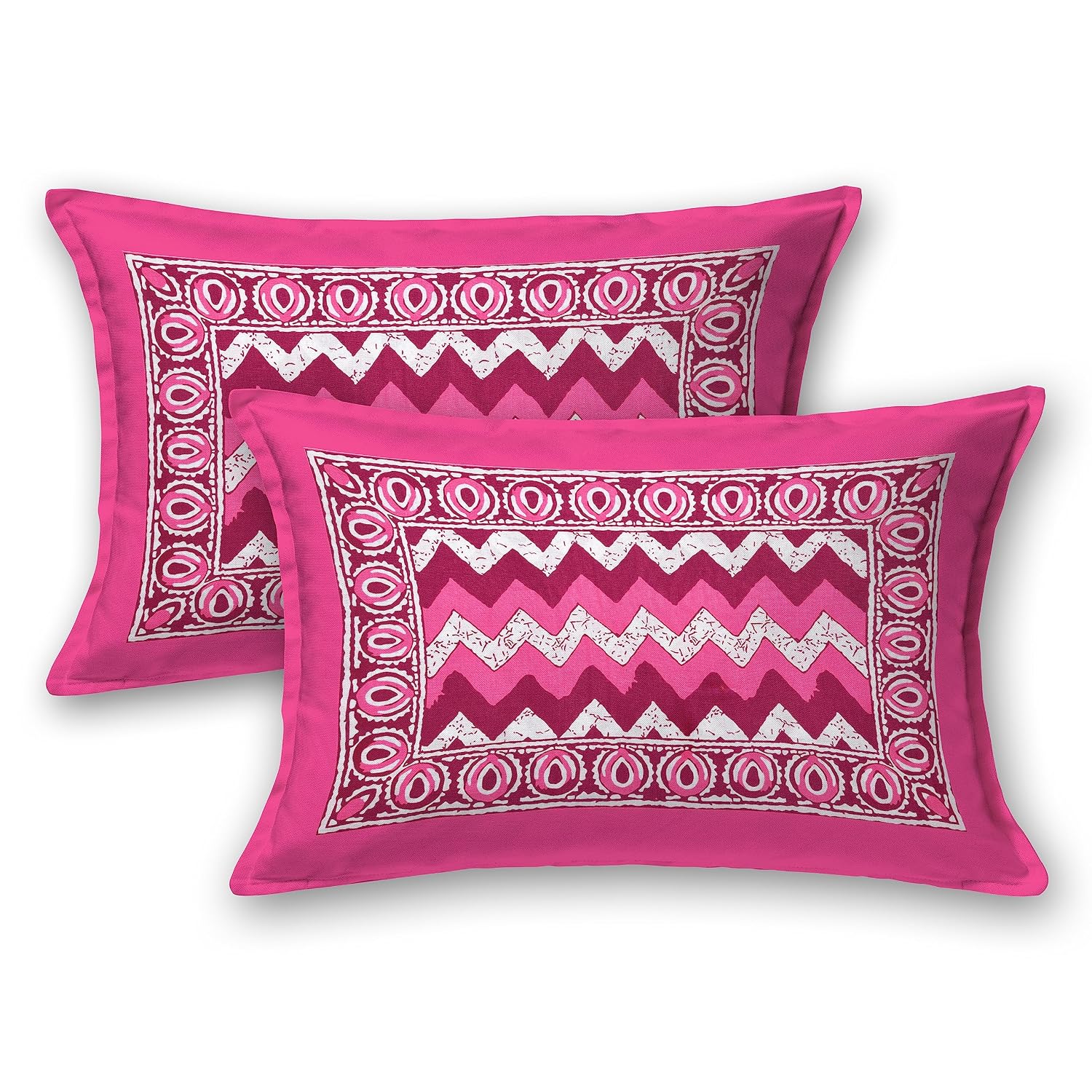 Rajasthani Jaipuri Bedsheets For Double Bed King Size With 2 Pillow Cover - 90 X 100 Inches, Pink | Skin Friendly Fabric With Vibrant Colors