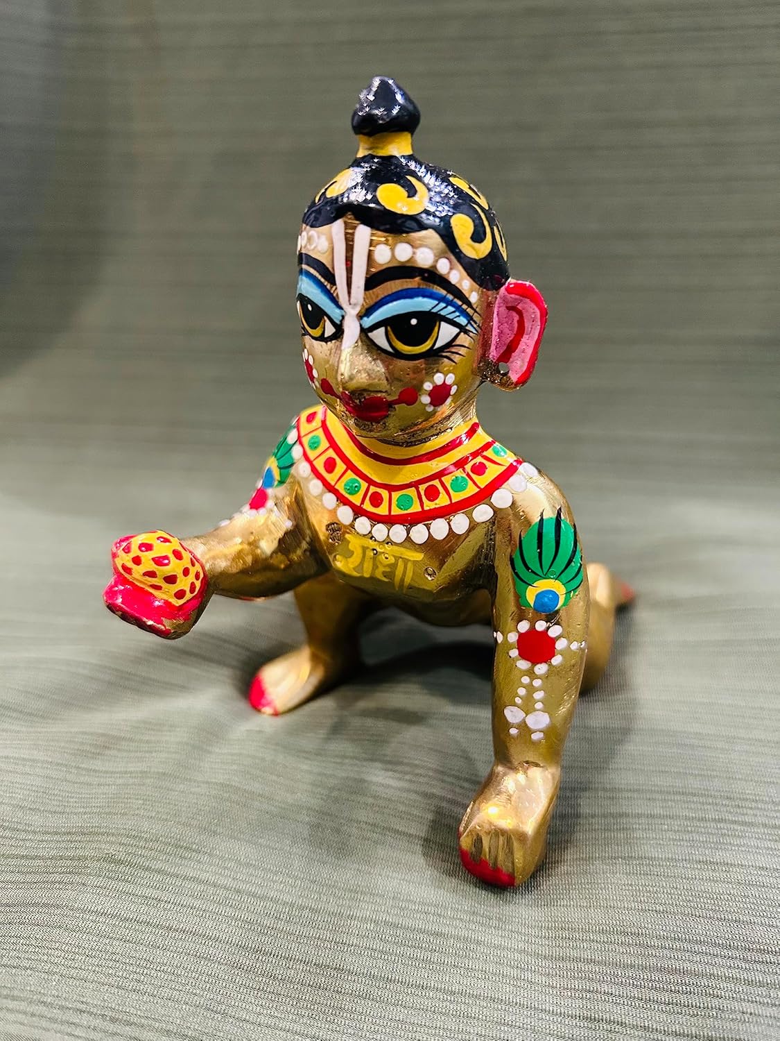 Full Hand Painted Laddu Gopal Ji Idol, Little Krishna, Brass, Home Décor Idol, Traditional Deign, Bal Krishna Idol, God Statue