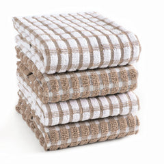 Furnofy Kitchen Cleaning Towel 340 Gsm | Soft & Absorbent Hand Towel For Kitchen Cleaning & Quick Drying Of Plates & Glasses (Beige)- Set Of 4