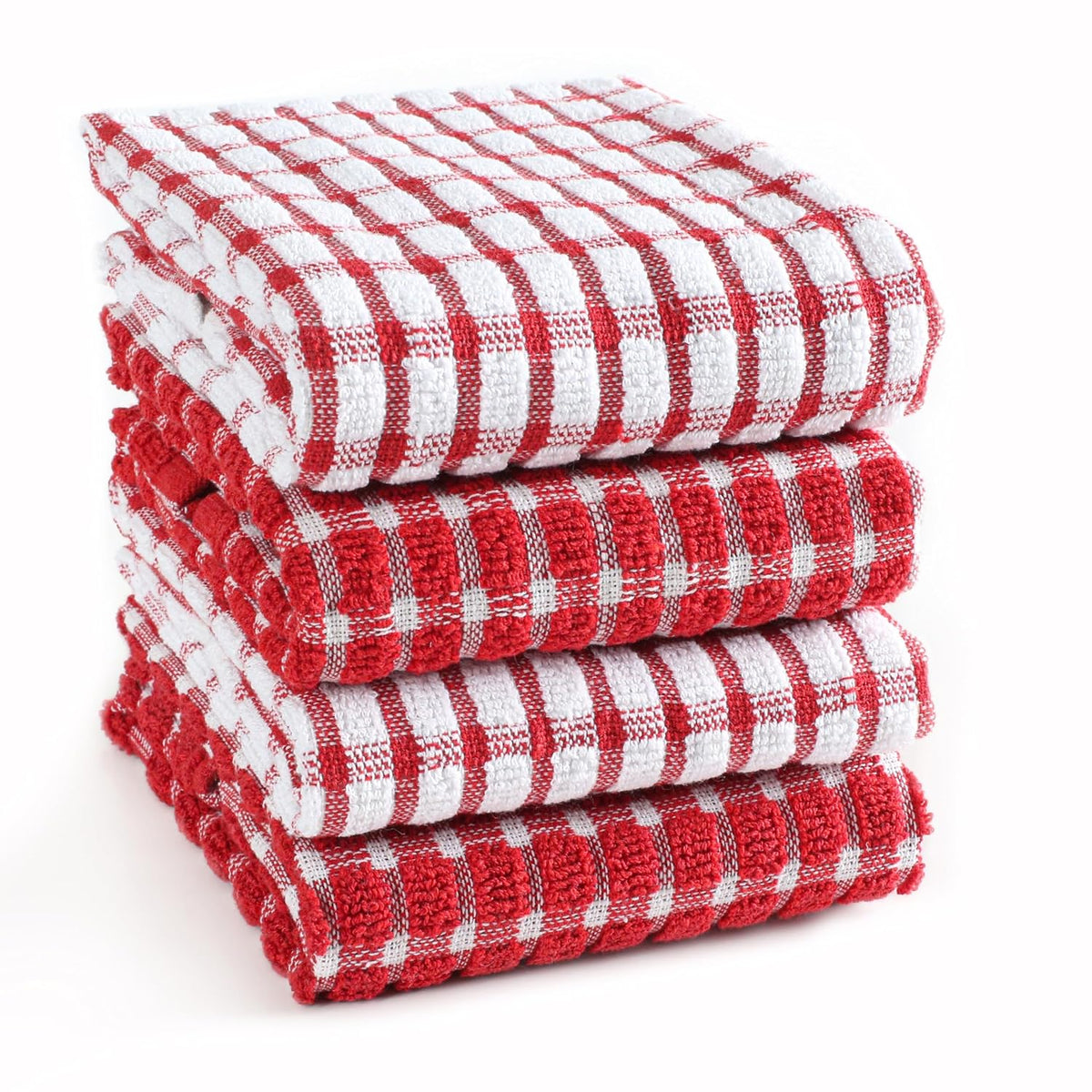 Texstyle Kitchen Cleaning Towel 400 Gsm | Soft & Absorbent Hand Towel For Kitchen Cleaning & Quick Drying Of Plates & Glasses (Red) - Set Of 4