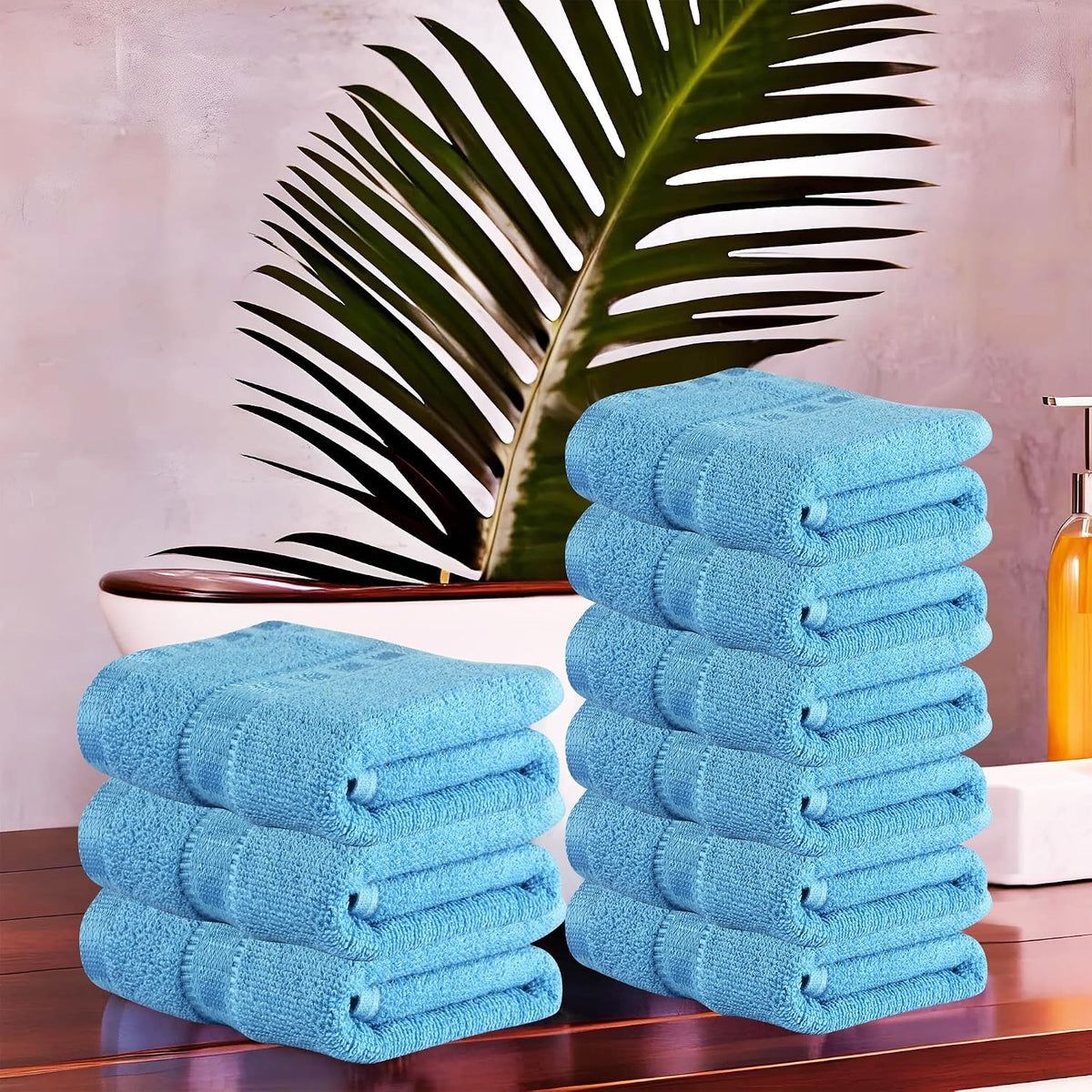 Kuber Industries Cotton Face Towel 1800 Gsm | Workout Gym Napkins Hand Towel For Men & Woman Quick-Drying Napkins - Sky Blue (Pack Of 9)