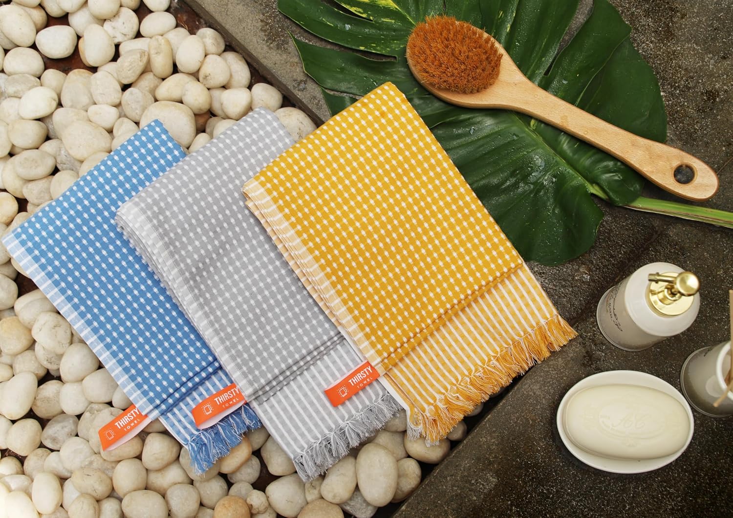 Thirsty Towel Cotton Honey Comb Bath Towel 570 Gsm | Quick Dry Lightweight High Absorbent Travel-Friendly Pack Of 3 (Assorted)
