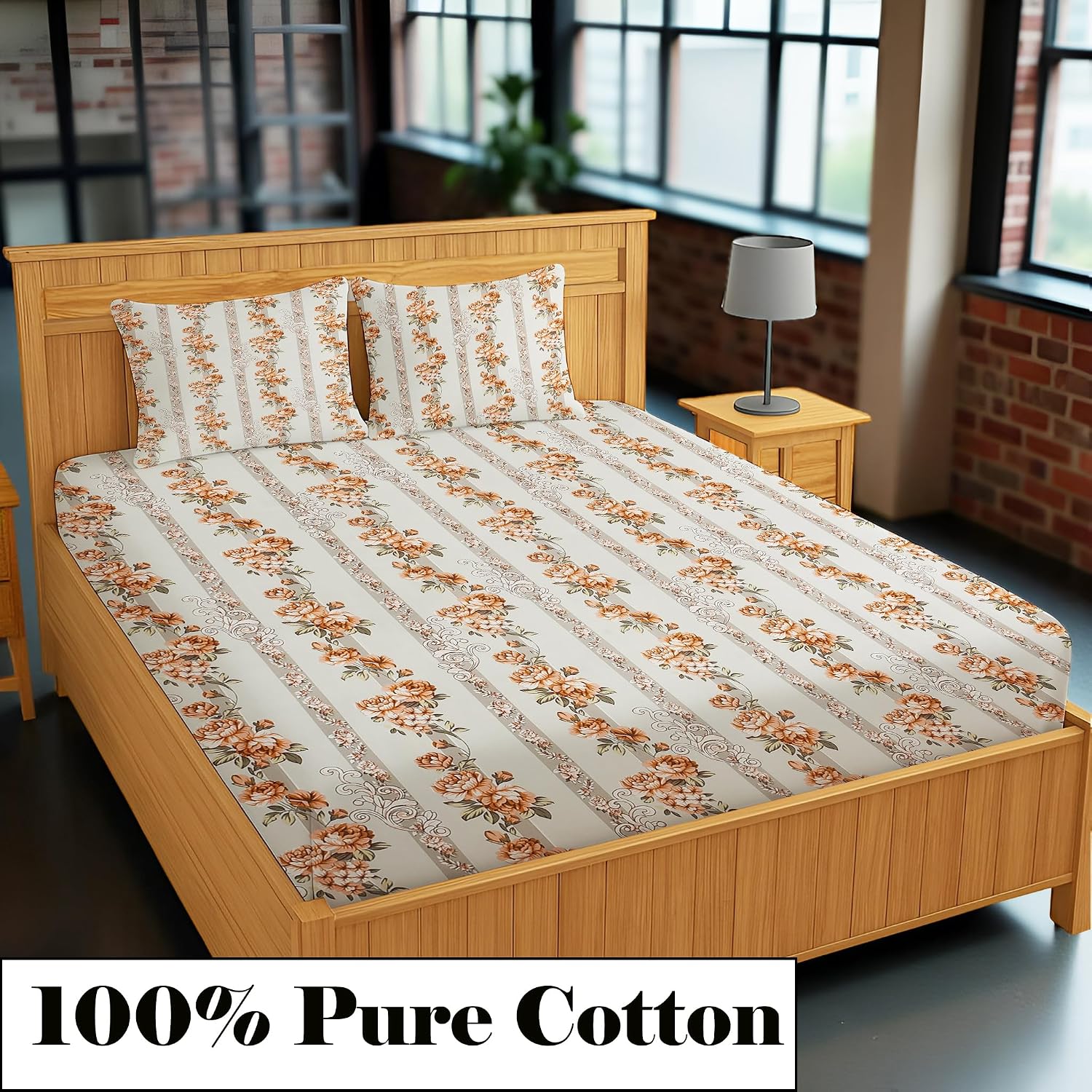Luxurious Queen Size Bedsheet For Double Bed With 2 Pillow Cover - 90 X 90 Inches, Light Brown | Perfect For Daily Use, Guest Rooms | Gift For Housewarmings, Weddings