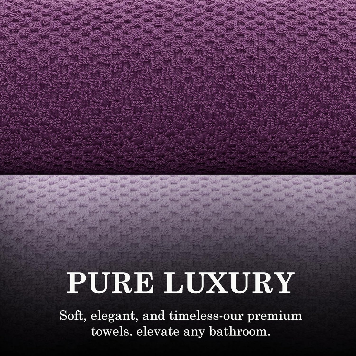 Casa Copenhagen Designed In Denmark Popcorn Super Soft 2 Pieces 100% Cotton Large Bath Towel 525 Gsm - Dark Purple & Purple Rose