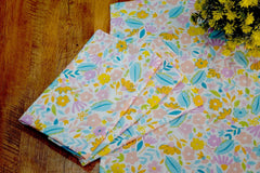 Crazyweaves 100% Cotton Lunch Towel For School Kids, Office Towel, Hand & Kitchen Towel 400 Gsm (Pack Of 4)- Flower Print Multicolor