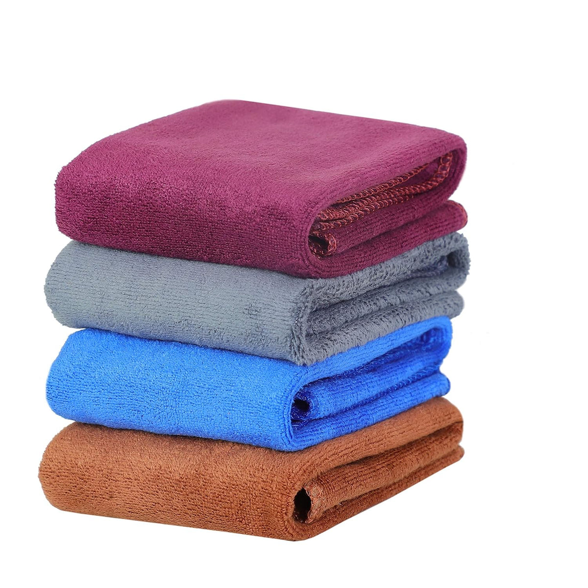 Yellow Weaves Microfiber Face Towel 880 Gsm - Set Of 4 (Multicolour)