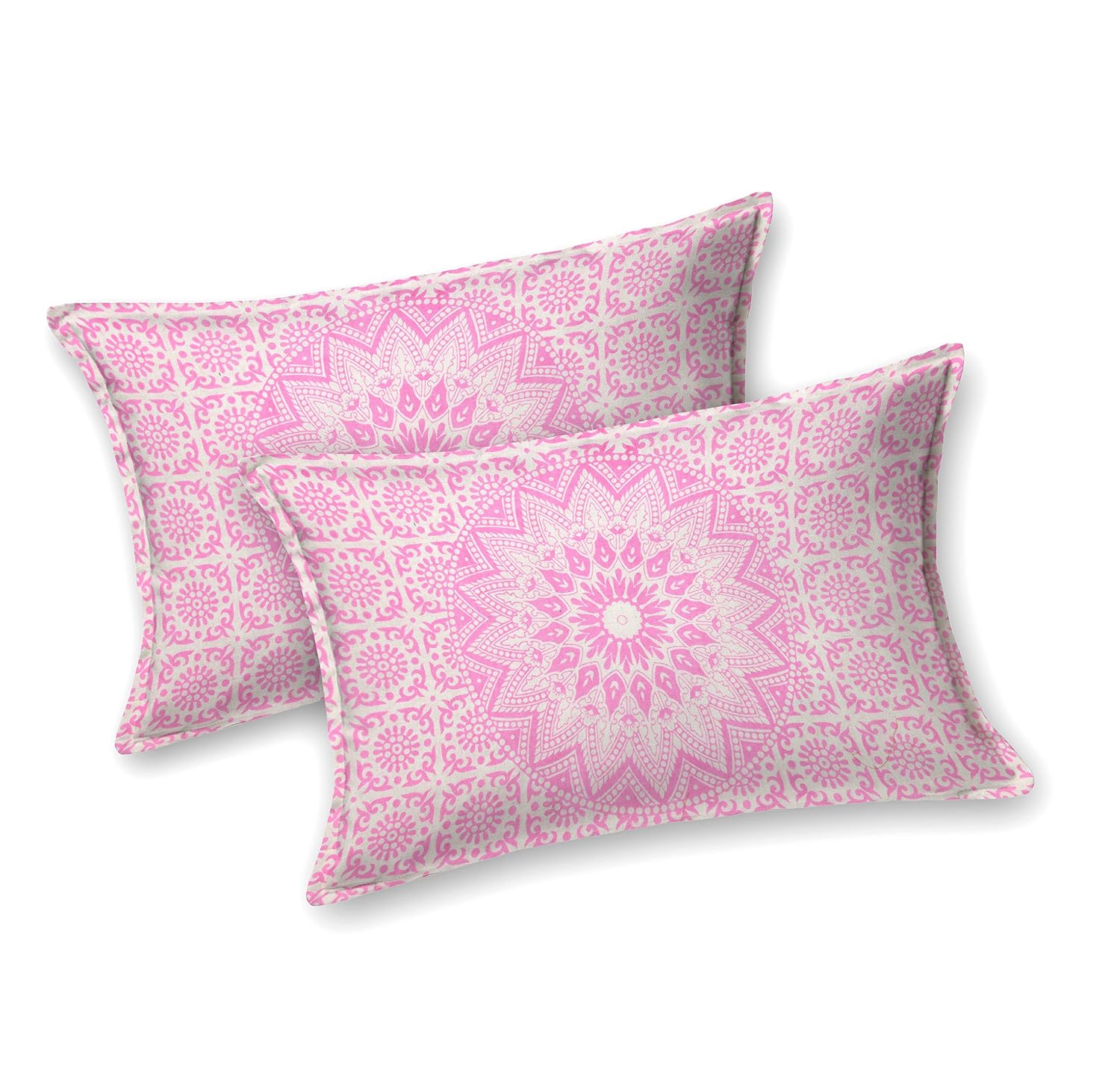 Handloom Printed Double Bedsheet For Queen Size With 2 Matching Pillow Cover | Size 90 X 100 Inches, Light Pink - Cotton Bedsheets For Double Bed | Soft & Smooth