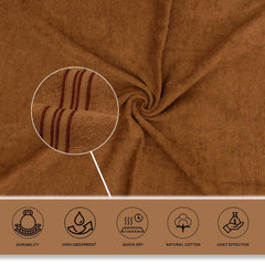 Liberty Towels Soft Cotton Small Size Hand & Face Towels 400 Gsm | Quick Dry Sweat & Workout Towels For Men & Women (Brown & Coral) - Pack Of 2
