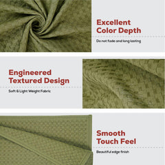 Eco Sense Basket Weave 100% Cotton Luxuriosly Bath Towels 1050 Gsm | Soft, Super Absorbent, Large Size Quick Dry Bath Towel - Leafy (Pack Of 3)