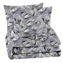 Cotton King Size Double Bedsheet 1 AC Comforter & 2 Pillow Covers | 90 X 100 Inches, Grey & Black - Perfect Gift Set Wedding, Anniversary | 4 Pc Bedding Set