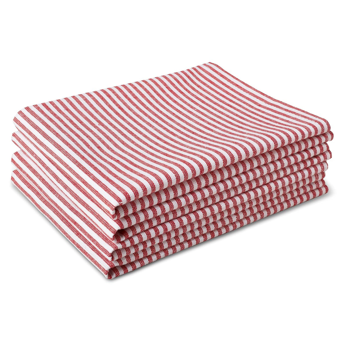 Encasa Xo Kitchen Cooking Cloth 340 Gsm | Cotton Hand Towel For Drying Dishes Highly Absorbent Cleaning & Quick Drying Of Plates | Ticking Red (Set Of 4)