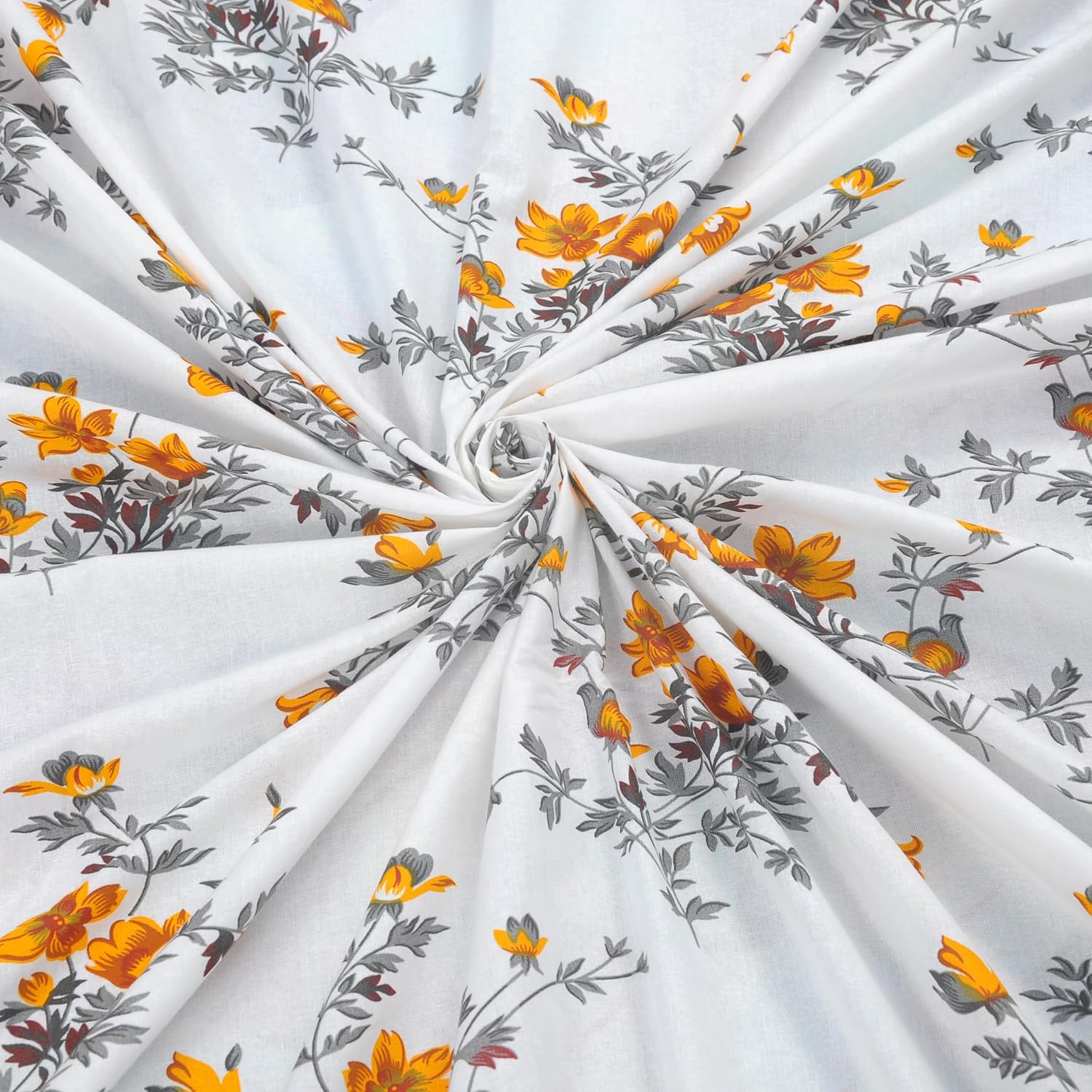 Cotton Elastic Fitted Bedsheet For King Size With 2 Pillow Covers - 72 X 78 Inches, Tangerine & Grey | Ideal For Guest Room, Hotel Quality | 3 Piece Bed Sheet