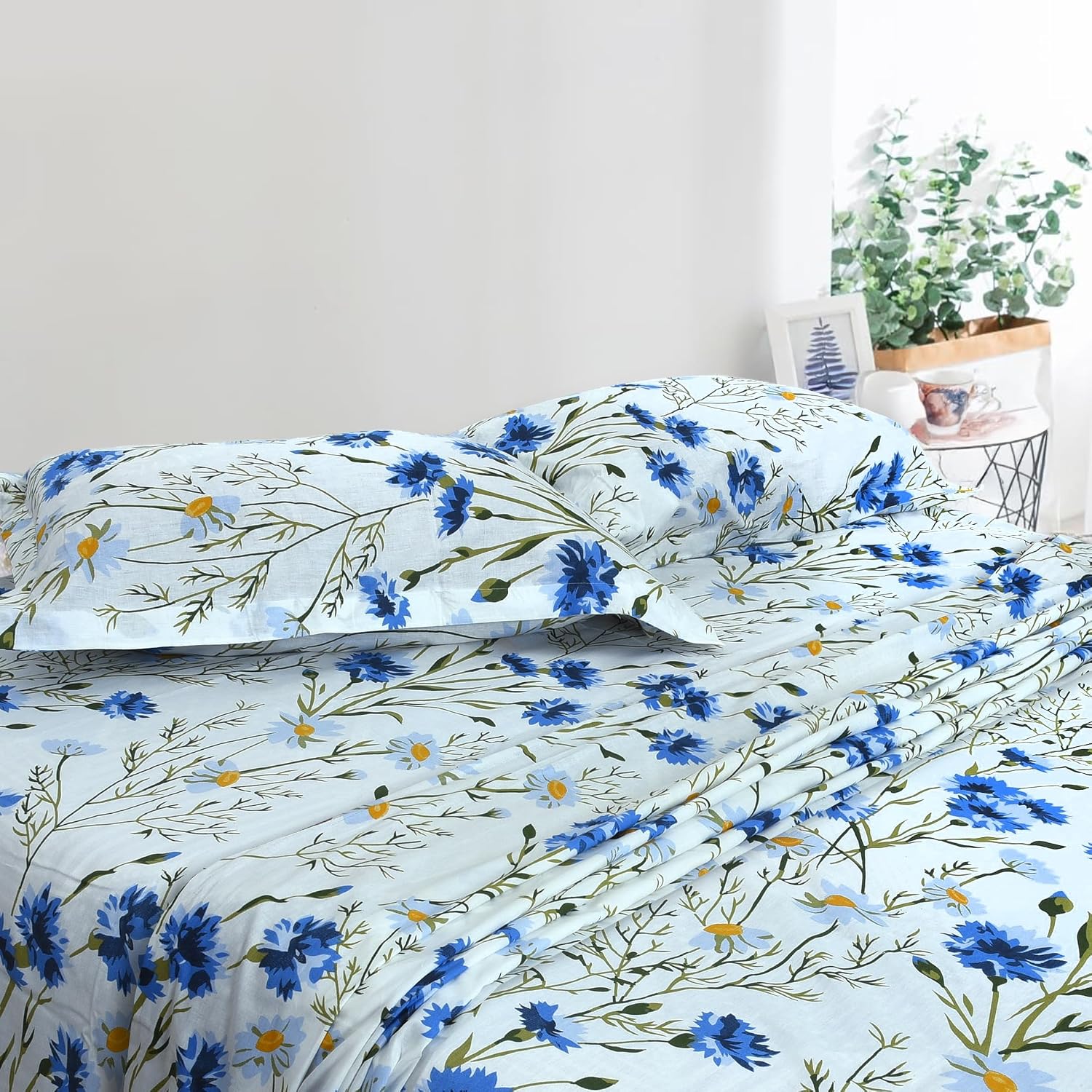 100% Cotton 1 Double Bedsheet With 2 Pillow Covers - 90 X 90 Inches, White | Soft & Breathable Cotton Bedsheet - Long Lasting & Soft 144 Thread Count Bedsheet