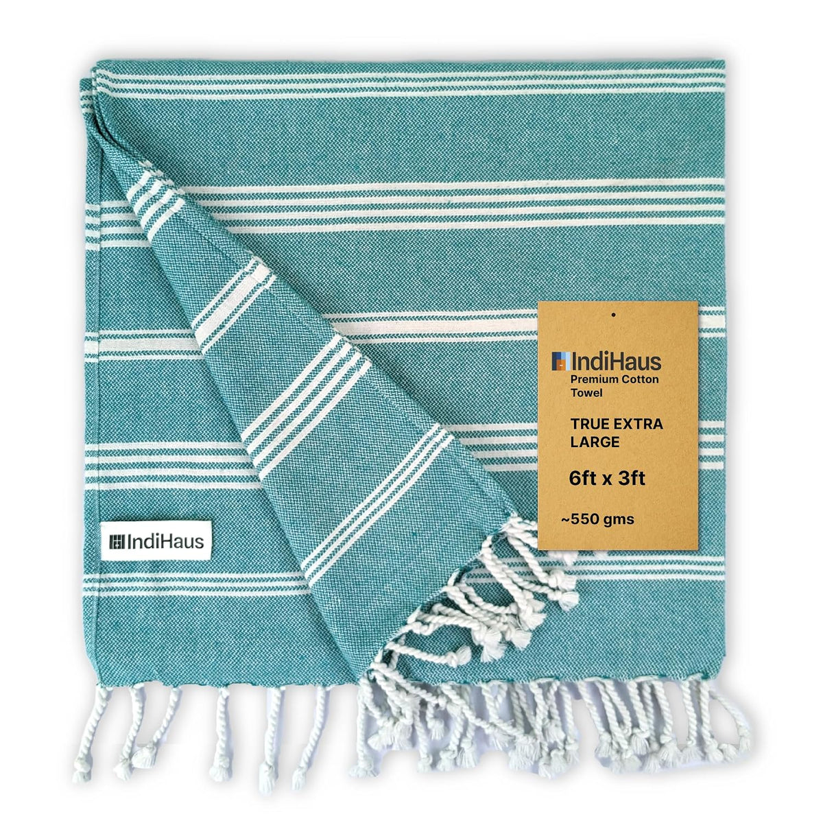 Indihaus Premium Extra Large Cotton Towel 380 Gsm | Soft, Absorbent & Comfortable Quick Dry Bath Towels Large Size (Ocean Teal)