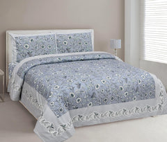 Jaipuri Bedsheet King Size With 2 Pillow Covers - 90 X 108 Inches, Grey & White | Luxurious Comfort & Breathability | Super Soft Breathable & Wrinkle Free