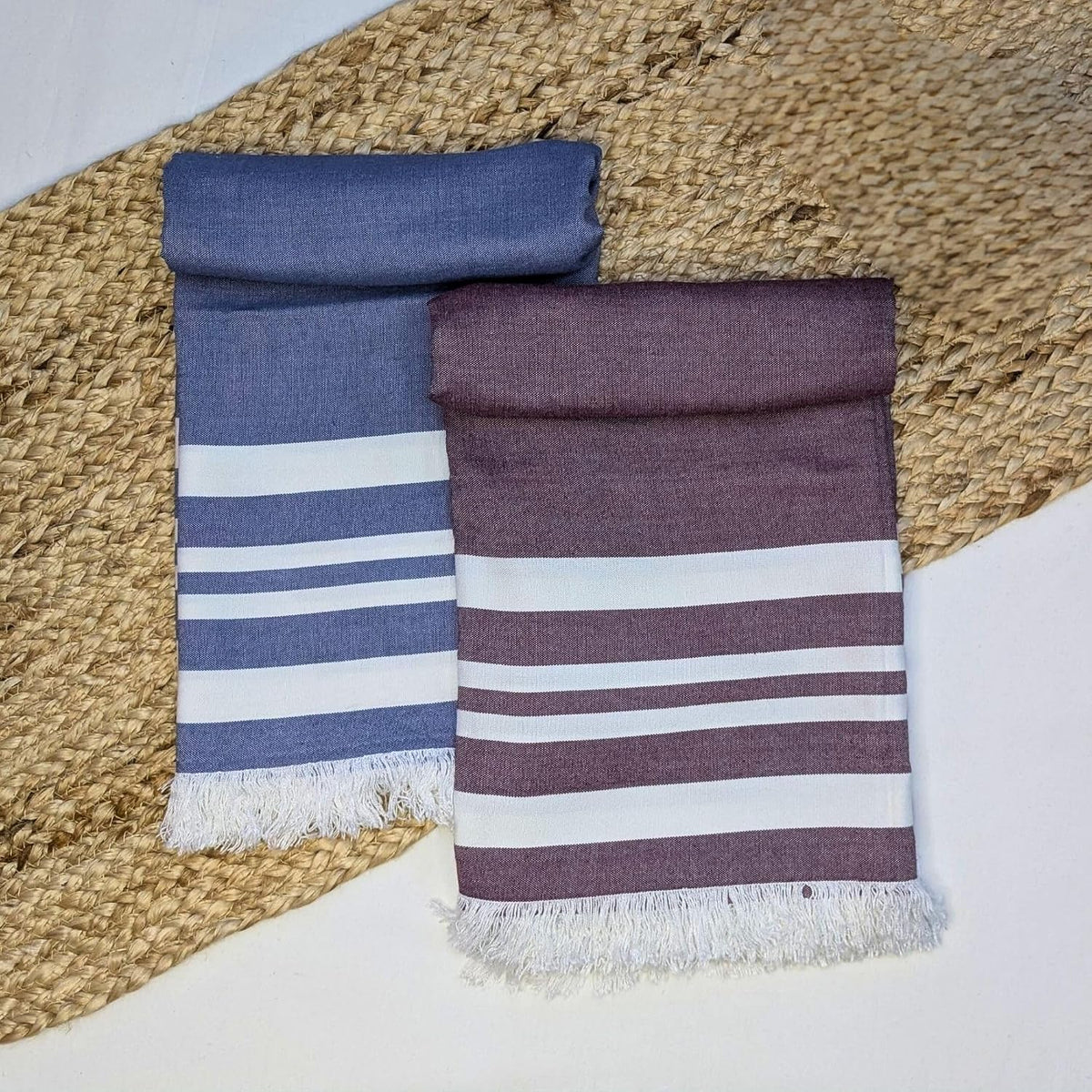 Madake Bamboo Ultra Soft & Thin Towel 454 Gsm | Quick Dry, Super Absorbent | Extra Large Bath Towel For Men & Women Pack Of 2 (Powder Blue & Red Wood)