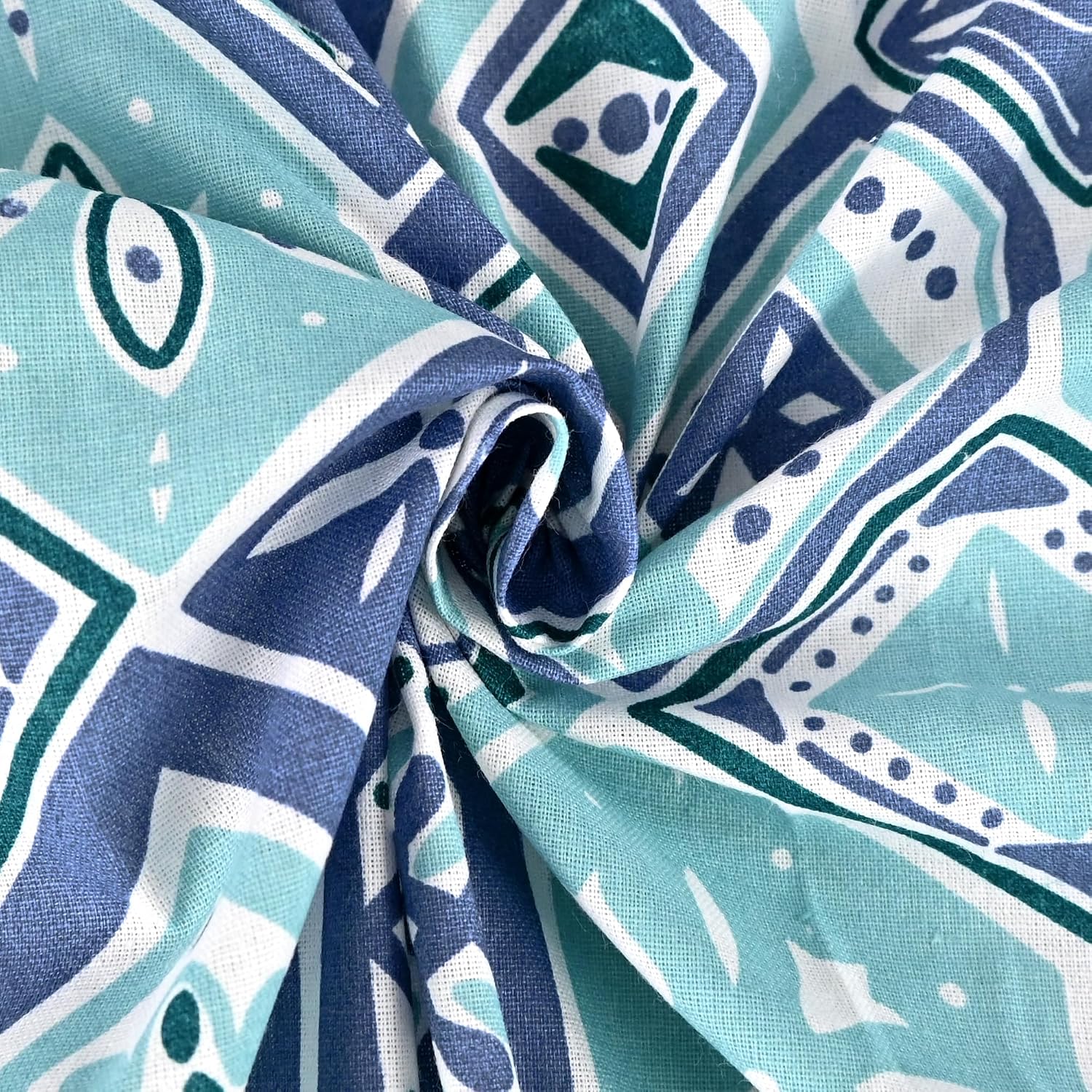 100% Pure Cotton Double Bedsheet For Queen With 2 Pillow Covers - 87 X 100 Inches, Aqua & Blue | Soft & Durable For Everyday Use & Bedroom - All Season Comfort