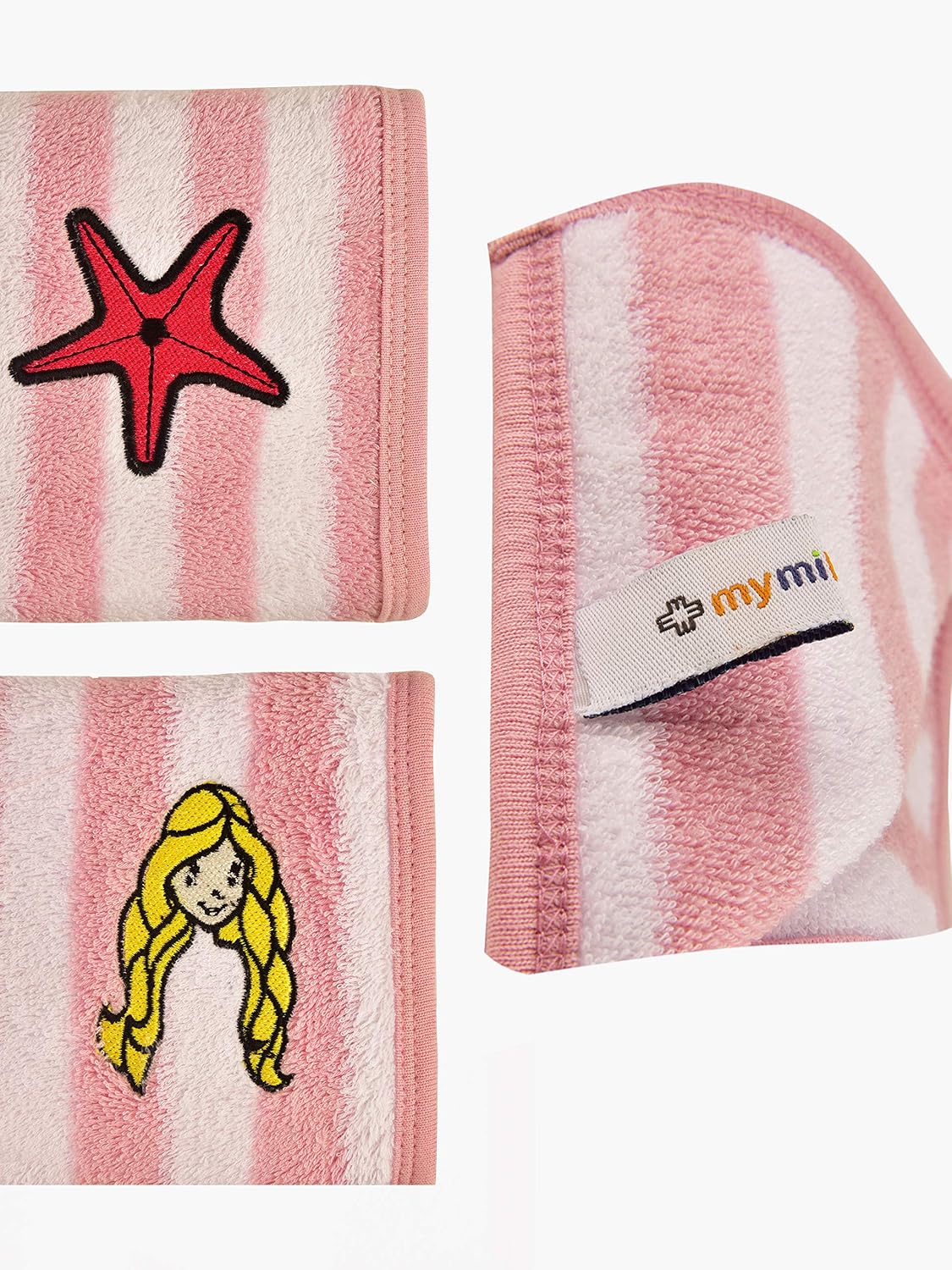 My Milestones 100% Cotton Hand Towel 400 Gsm | Ultra Soft Attractive Embroidery Appliques Cotton Soft, Absorbent Hand Towel Perfect For Face (Set Of 2)- Pink/White