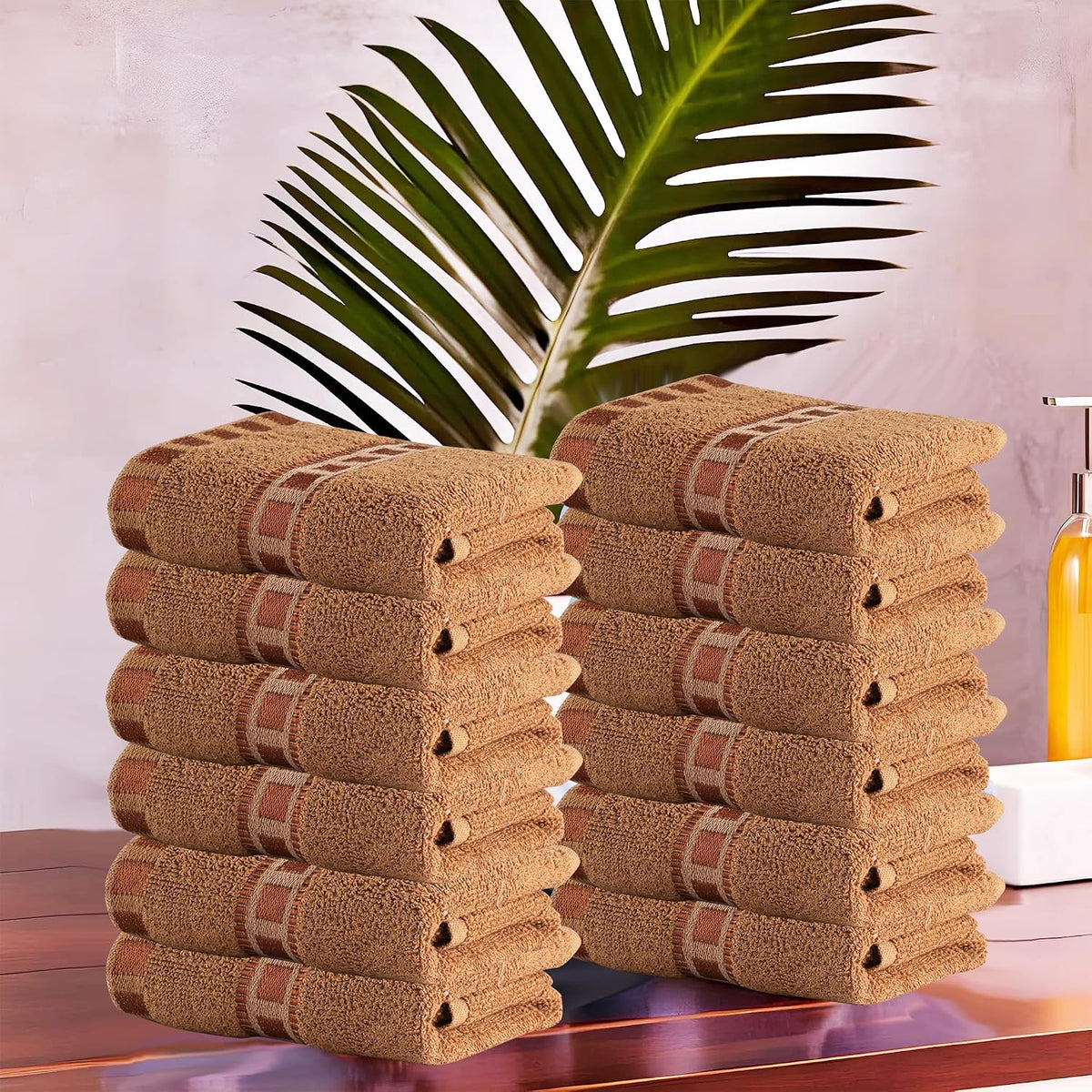 Kuber Industries Cotton Face Towel 2400 Gsm | Workout Gym Napkins Hand Towel For Men & Woman Quick-Drying Napkins -Golden (Pack Of 12)