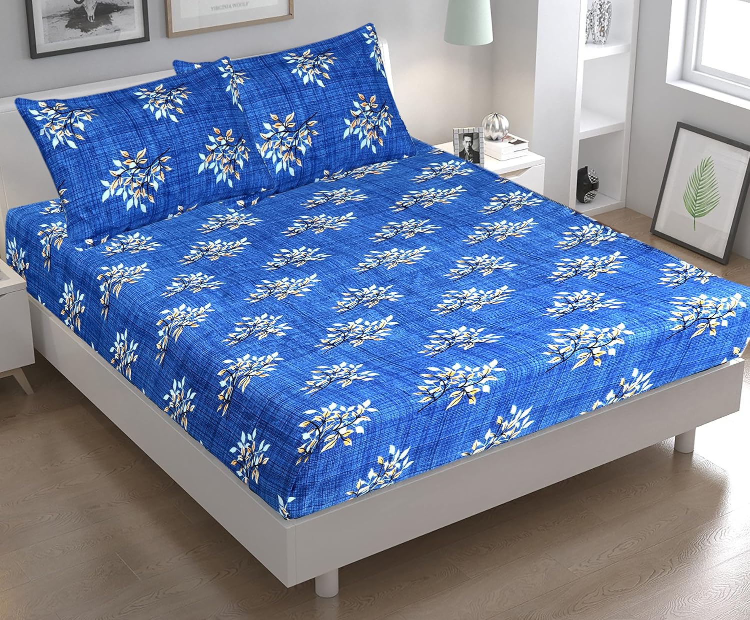 Printed Double Bedsheets King Size With 14 Matching Pillow Covers - 90 X 90 Inches, Multicolor | 140 Thread Count - Ideal For House, Bedroom, Hotel, Guest House | Pack Of 7