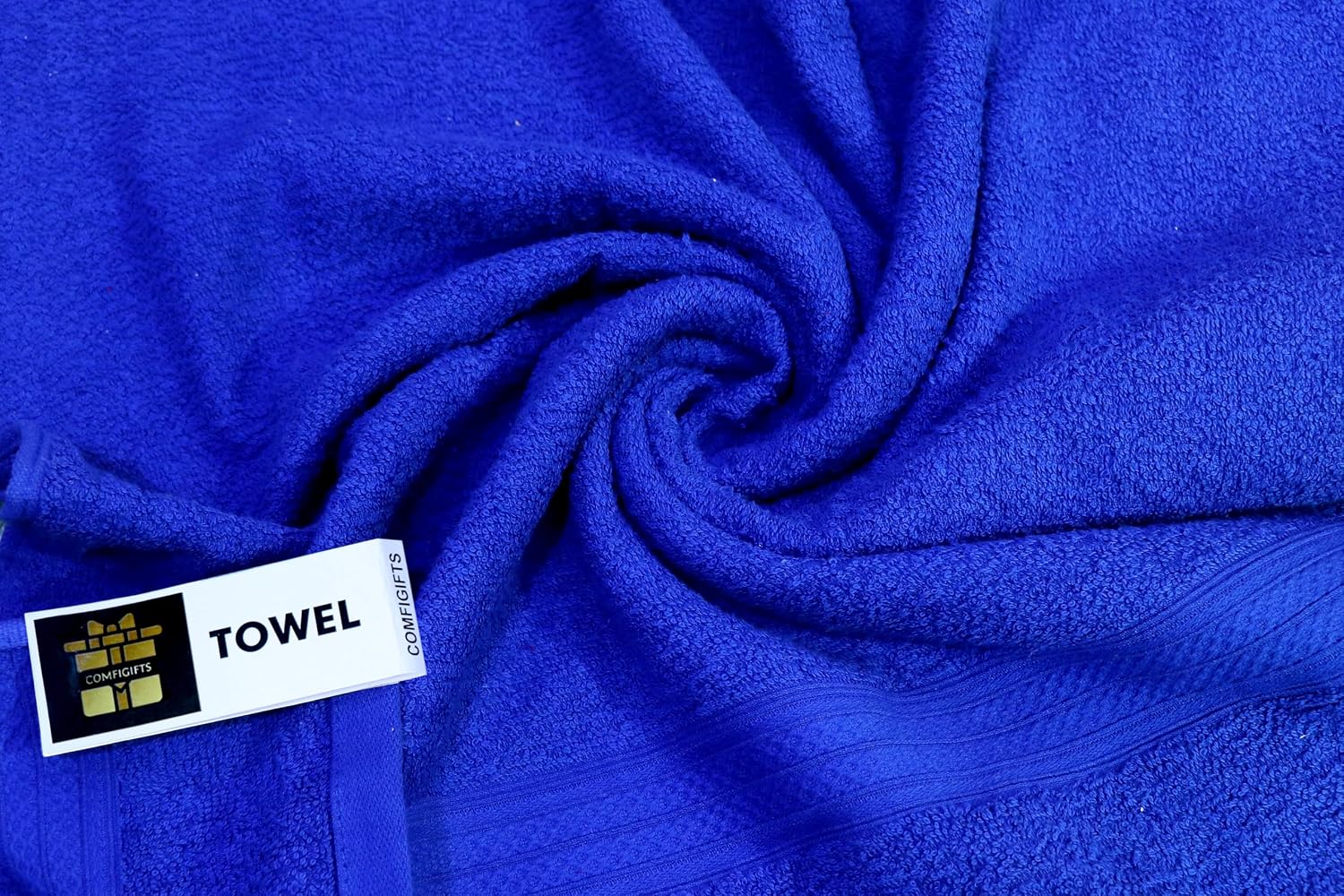 Comfigifts 100% Cotton 2 Bath & 2 Hand Towels 1400 Gsm | Soft, Absorbent, Lightweight Towels With Computerized Embroidery (Royal Blue D1)