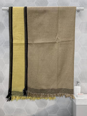 Athom Trendz Living Eco Saviour Premium Cotton Bath Towel 400 Gsm | Waffle Yellow & Waffle Beige- Pack Of 2