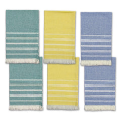 Indihaus Premium Cotton Hand Towel 310 Gsm | Soft, Absorbent, Multi-Purpose Towel Set | Blue, Yellow & Teal (Set Of 6)