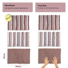 Indihaus Cotton Multi-Purpose Kitchen Hand Towels 370 Gsm | Waffle & Stripes Lunch, Dish Towel (Earthy Crimson)- Pack Of 6