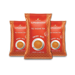 Octavius Suprabhatam Tez Kadak Tea - Pack Of 3 X 1 Kg, 35.2 Ounce Each | Garden Fresh Extra Strong Assam Tea - Kadak Chai Patti | Medium Caffeine Strong Chai Patti