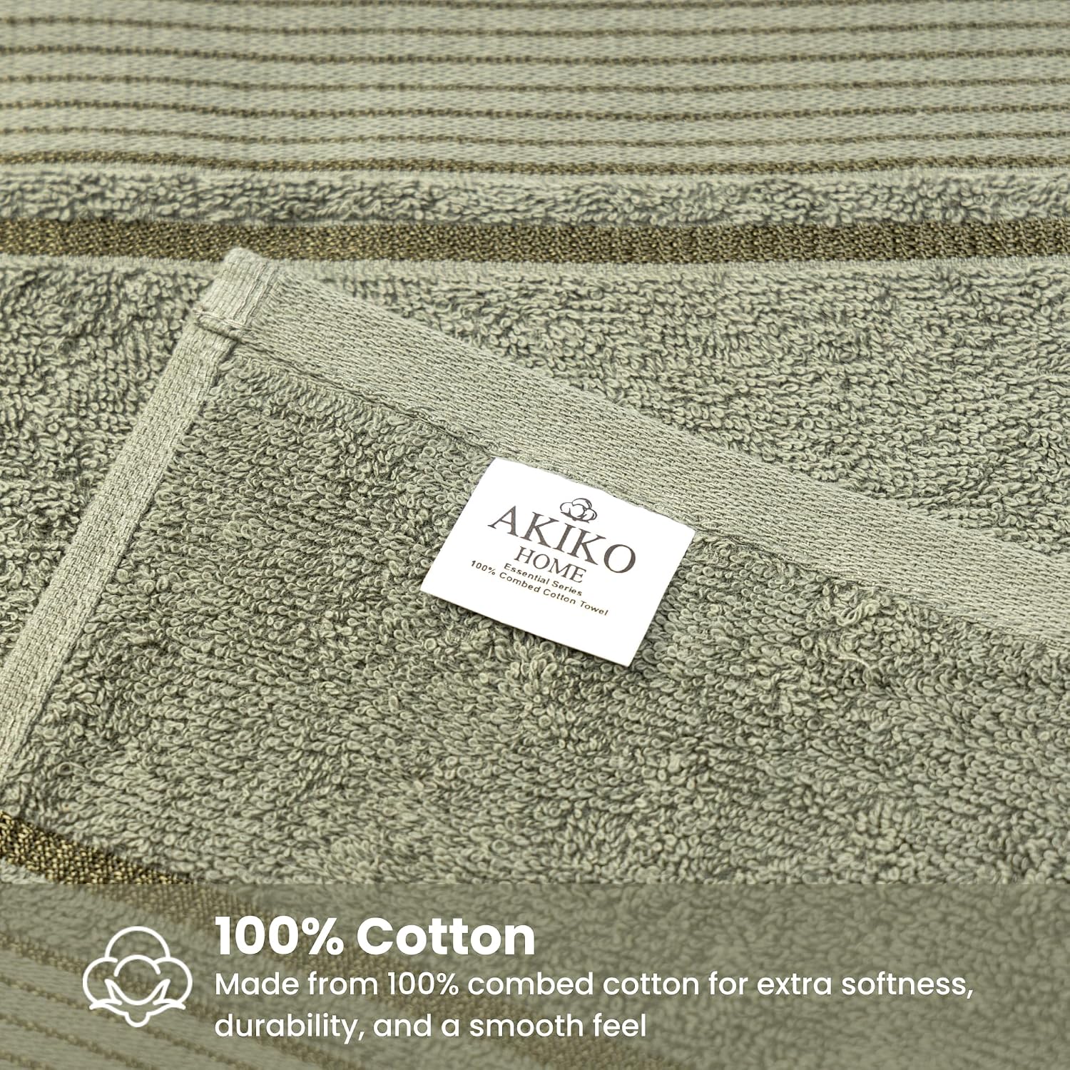Akiko Home 100% Cotton Essential Series Hand Towels 800 Gsm | Soft, Absorbent & Durable, Cotton Hand Towel | Pack Of 4 (Green)
