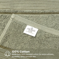 Akiko Home 100% Cotton Essential Series Hand Towels 800 Gsm | Soft, Absorbent & Durable, Cotton Hand Towel | Pack Of 4 (Green)